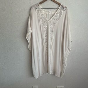 Xhilaration Womens XL/XXL‎ White Sheer Lace Beach Kimono Cover Up Boho Vacation